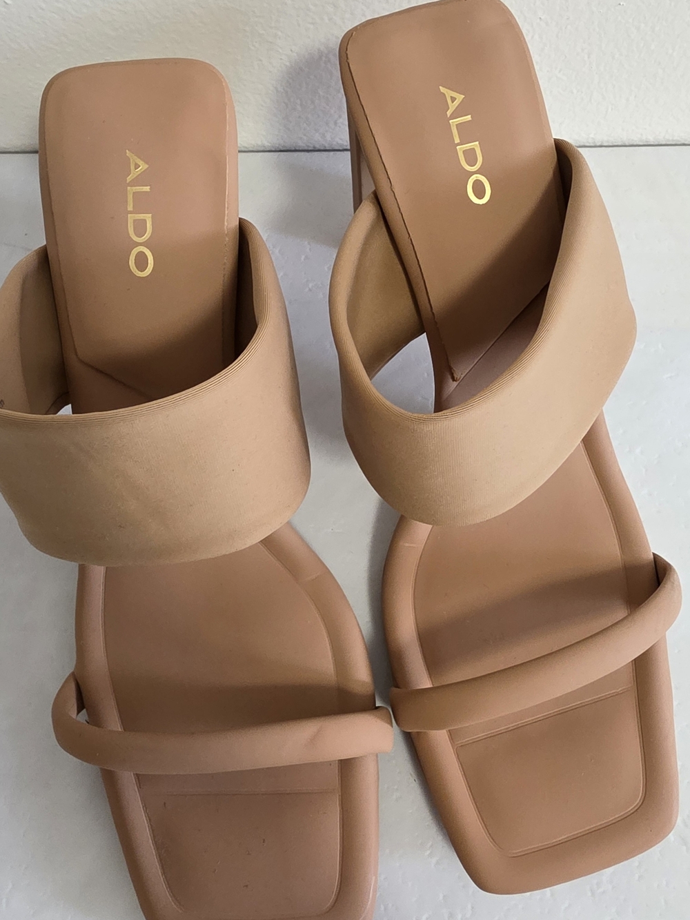 ALDO Pillow Walk Beige/Tan Padded Strap Slide Heels